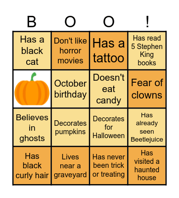 HALLOWEEN BINGO! Bingo Card