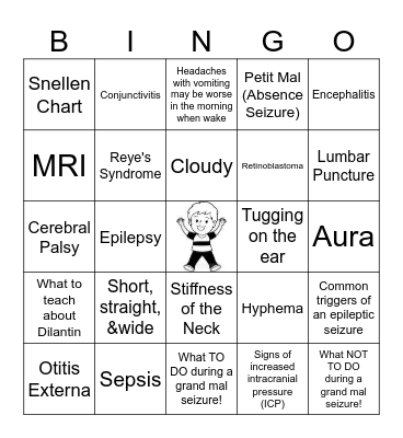 Peds Review Child with Sensory Neurological Condition Bingo Card