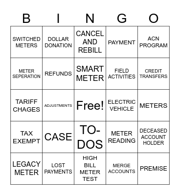 BILLING BINGO Card
