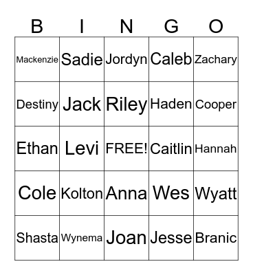 3rd-4th-5th Bingo Card