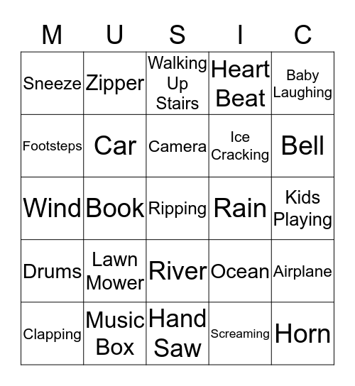 Mystery Sound Bingo Card