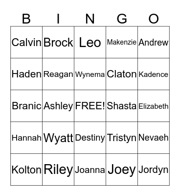 3rd-4th-5th Bingo Card