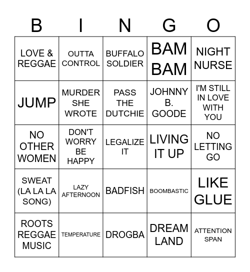 REGGAE ROOTS Bingo Card