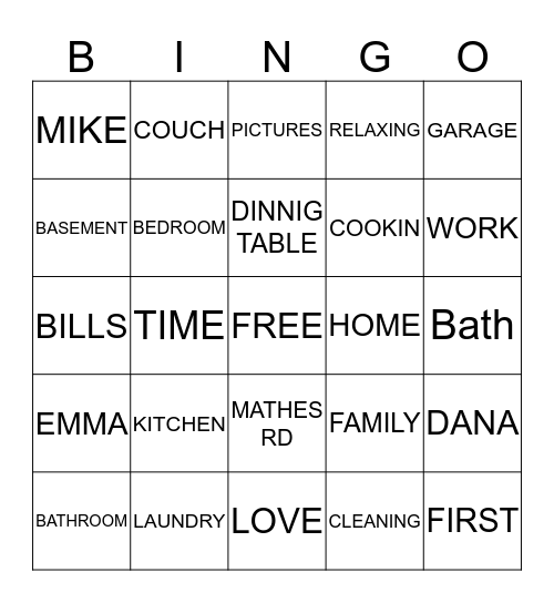 HOME  Bingo Card