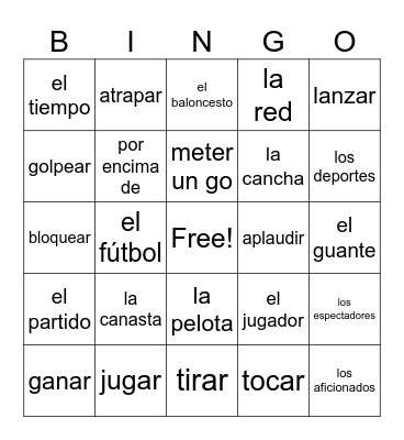 Los deportes Bingo Card