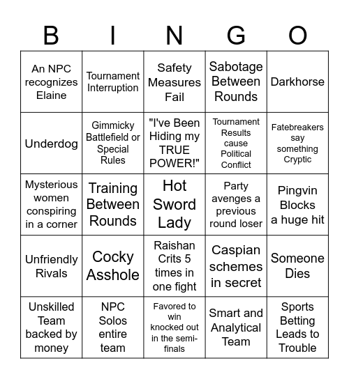 Fire Heart Tournament Bingo Card