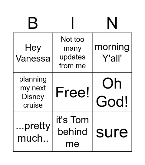 BDM BAU Bingo Card