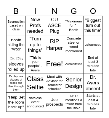 CE Bingo Card