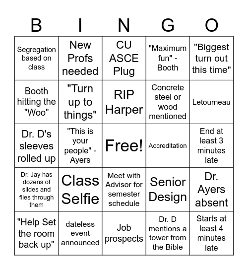 CE Bingo Card