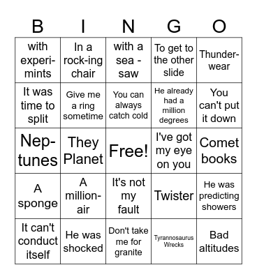 Science Joke Bingo Card