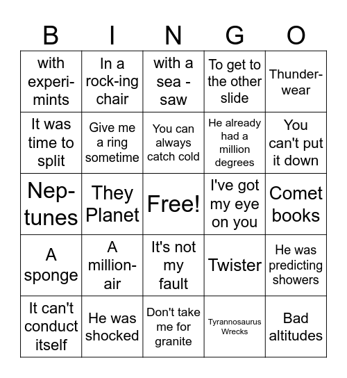 Science Joke Bingo Card