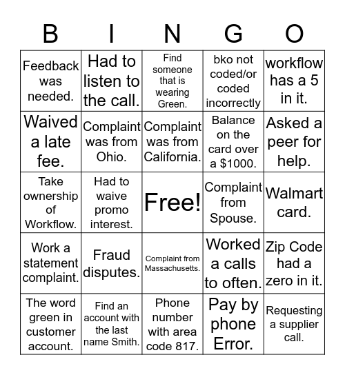 CCRP Bingo Card