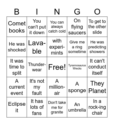 Science Joke Bingo Card