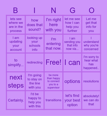 Positive Language Bingo Card
