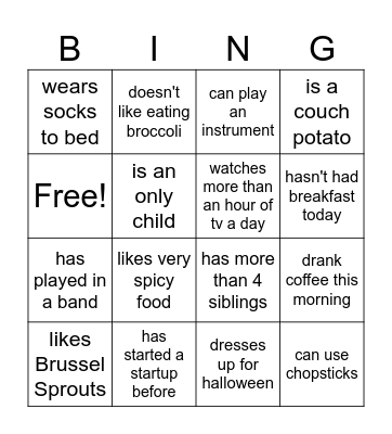 Find someone who... Bingo Card