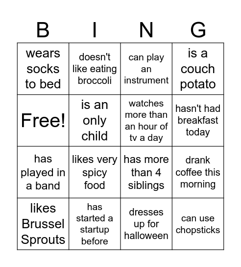 Find someone who... Bingo Card