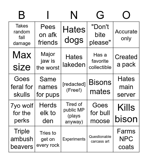 Oswald Bingo Card