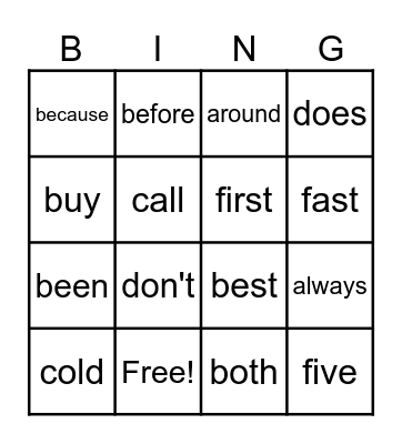 Dolche words (1-15) Bingo Card