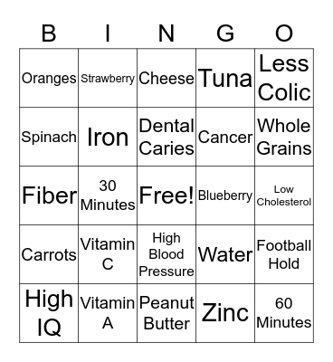 East WIC BINGO Card