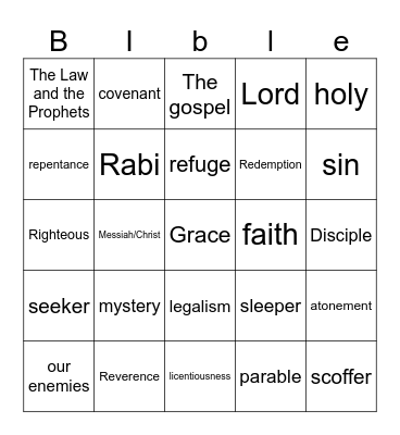 Bible Bingo Card