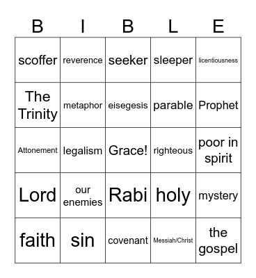 bible bingo Card