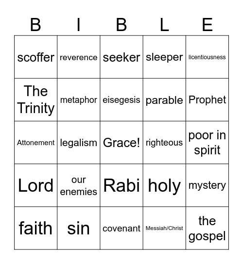 bible bingo Card