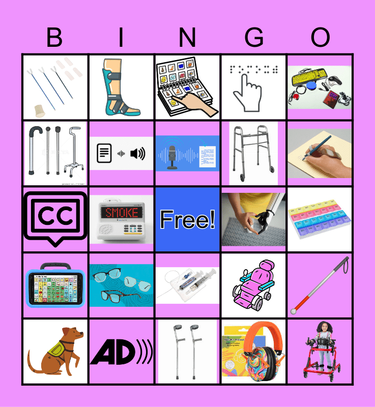 Assistive Technology Bingo Card