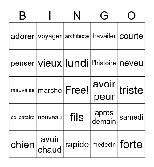 VENDREDI AMUSANT BINGO Card