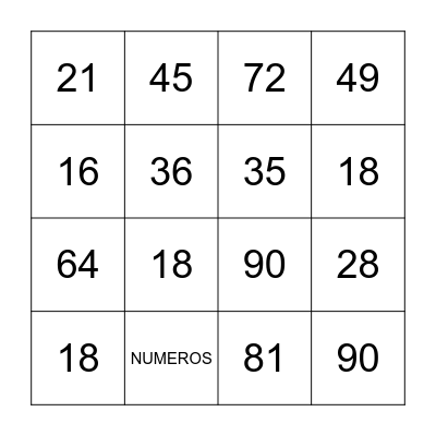 Bingo de la Multiplicación Bingo Card