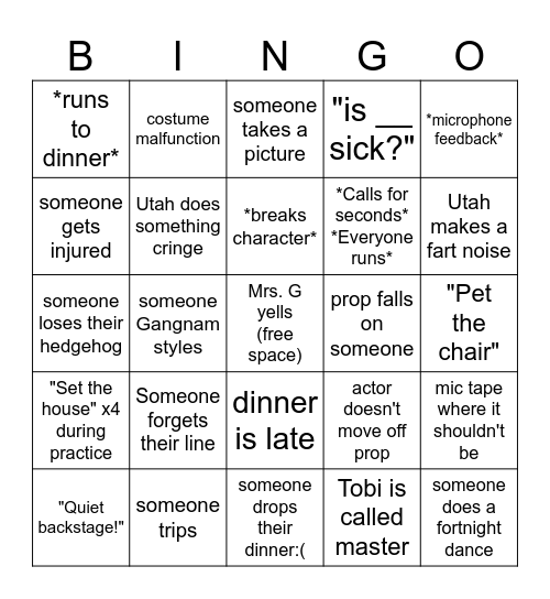 Alice in Wonderland Mhs bingo Card