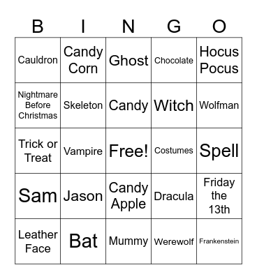 Halloween Bingo Card