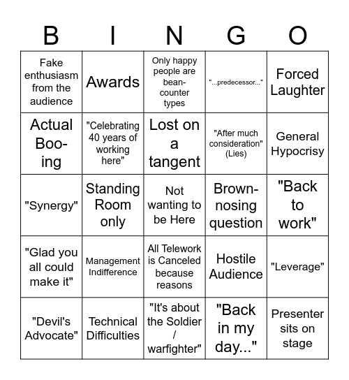 Director Townhall Bingo Card