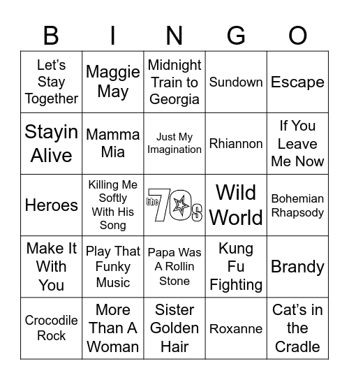 Far Out 70s Bingo Card