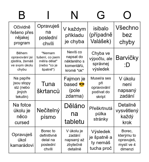 Lingebra Bingo Card