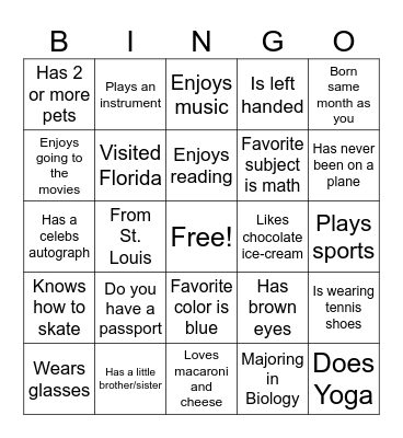 First Generation Students Bingo Card