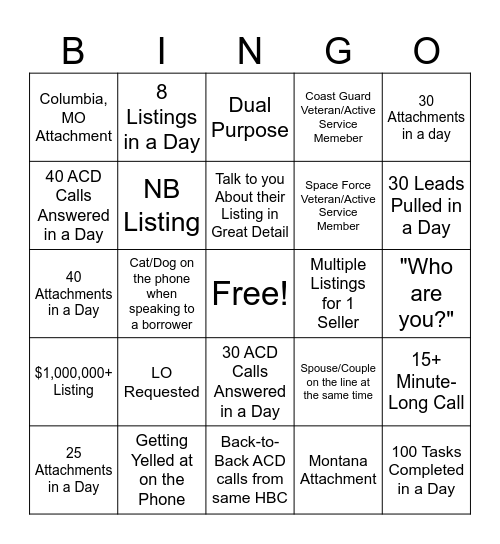 RCS Bingo Card Bingo Card