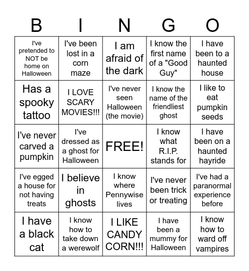 Halloween Bingo Card