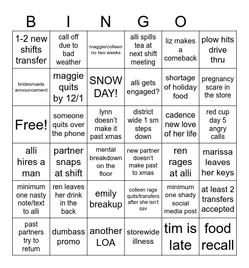 HOLIDAY HOEDOWN Bingo Card