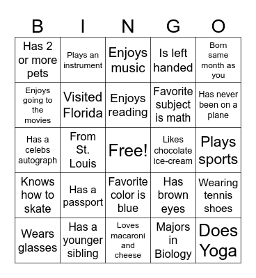 First Generation Students Bingo Card