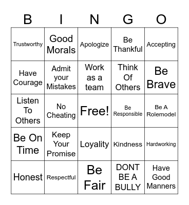 Elevate Integrity Bingo Card