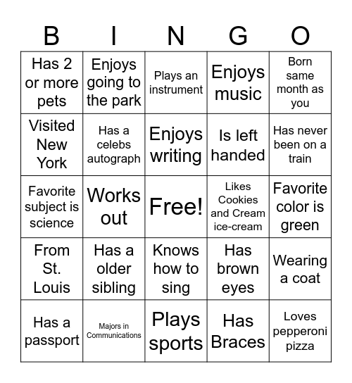 First Generation Students Bingo Card