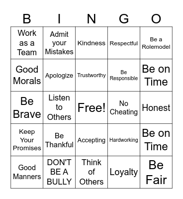 Elevate Integrity Bingo Card
