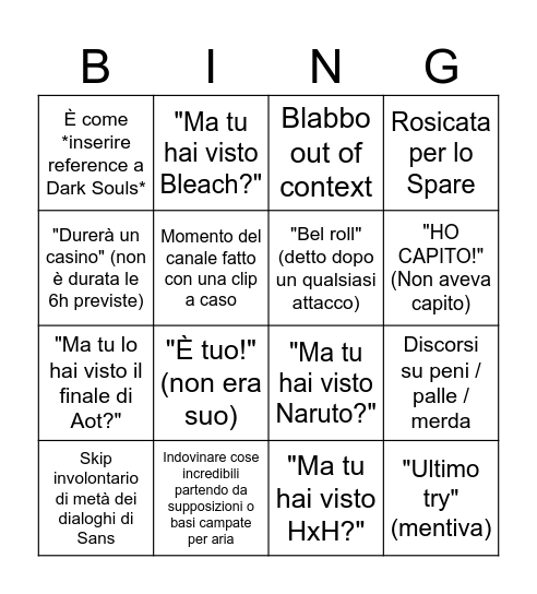 Cydonia & Sabaku Sans Bingo Card