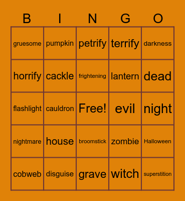 Halloween bingo Card