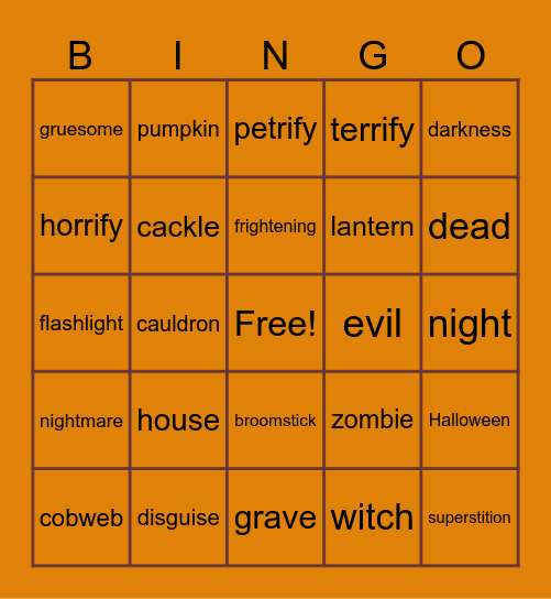 Halloween bingo Card