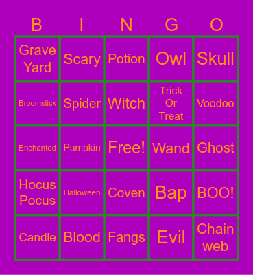 Belknap Village North Spooktober Bingo Card