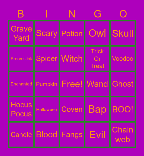 Belknap Village North Spooktober Bingo Card