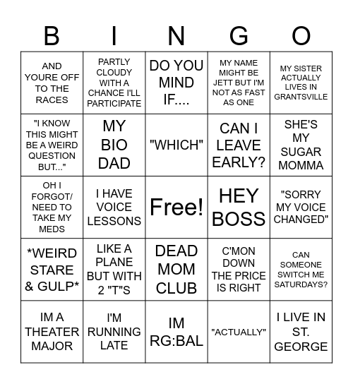 JETT BINGO Card