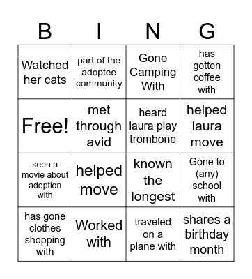 Birthday Bingo Card