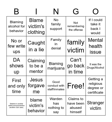 Cockroach Bingo Card
